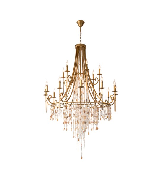 Creative American duplex building Crystal chandelier Retro French villa Living room Stair Three floor long chandelier Living room lamp