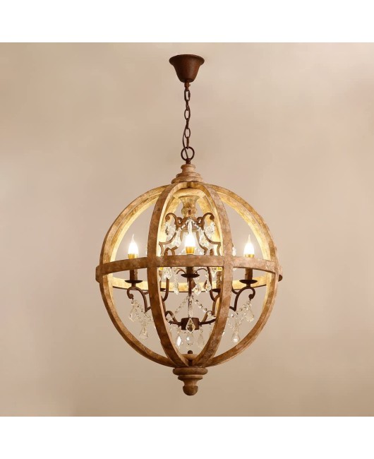 Cross border exclusive for American style countryside, French style countryside, solid wood ball shaped chandelier, living room, dining room, bedroom, homestay chandelier