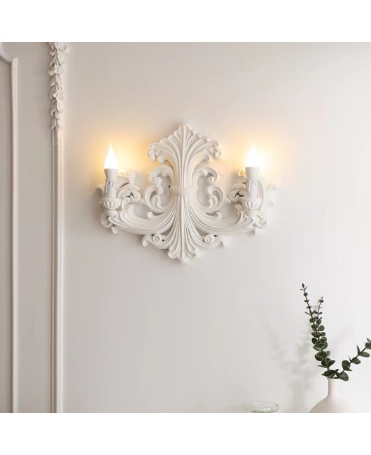 French gypsum wall lamp, light luxury European style luxurious aisle lamp, retro art cream style living room bedroom bedside wall lamp