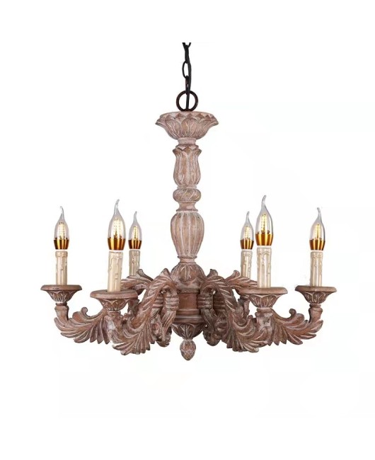 Creative American rural French solid wood chandelier bedroom dining room home stay hotel study retro lamps