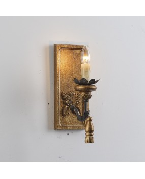 French retro gold solid wood carved wall lamp, homestay restaurant wall lamp designer, cozy bedroom bedside lamp