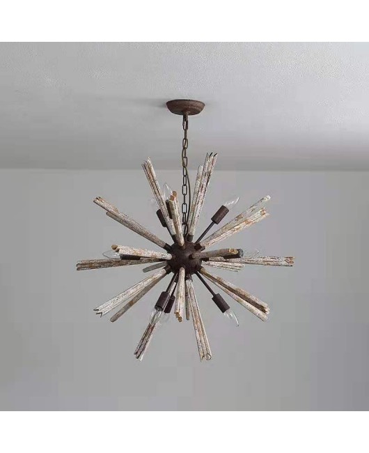 Cross border exclusive for American countryside retro vintage vintage wood art chandelier, living room, dining room, bedroom, clothing store, personalized lighting fixtures