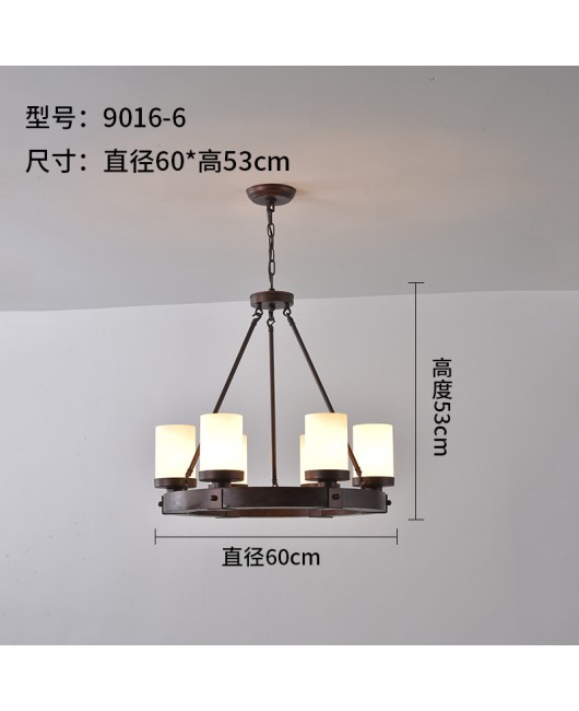 Cross border exclusive American style countryside solid wood hanging room, living room, dining room, bedroom, homestay, simple and personalized wooden pendant light