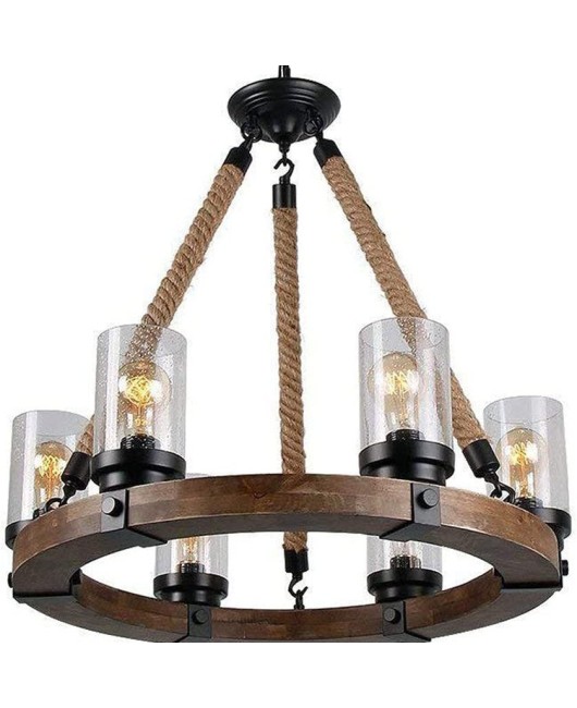 American style rural wooden pendant lights, bedrooms, dining rooms, living rooms, homestays, clothing stores, creative wooden rings, retro vintage lighting fixtures