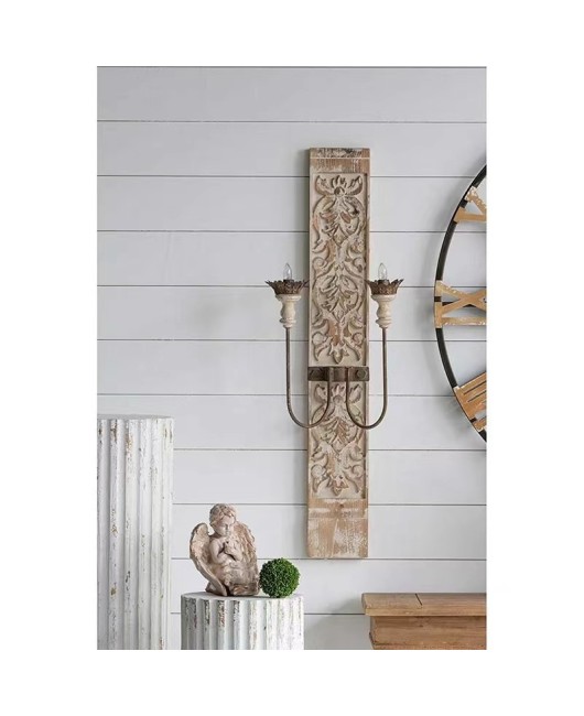 Creative French retro solid wood carved wall lamp villa living room background wall corridor staircase decoration retro lighting fixtures