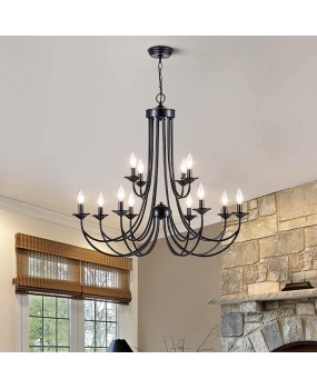 American countryside creative wrought iron multi head chandelier villa living room restaurant clothing store staircase light hotel lobby light