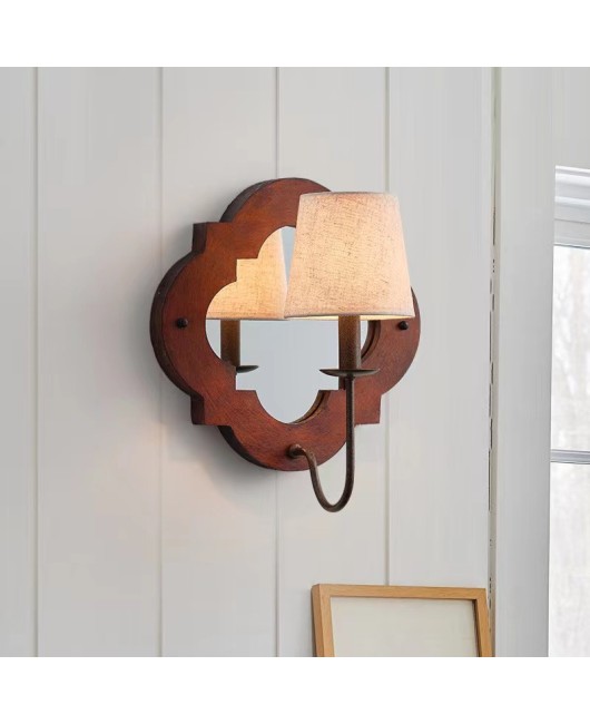 Creative American rural wood framed wall lamp living room dining room bedroom home stay corridor clothing store decorative lamps