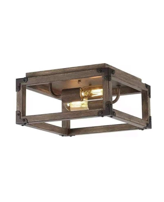 Cross border exclusive American style countryside simple solid wood square ceiling light, living room, dining room, bedroom, corridor, foyer lighting fixtures