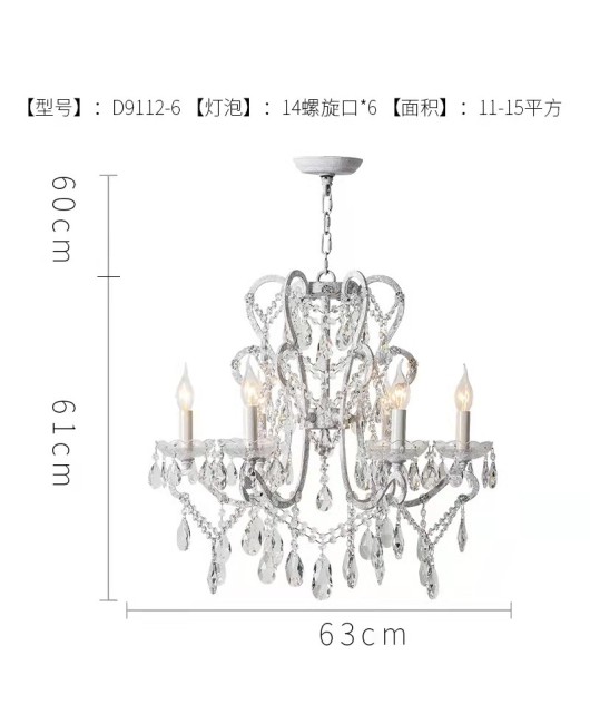 Creative American rural French garden crystal chandelier living room dining room bedroom cloakroom corridor clothing store lamps