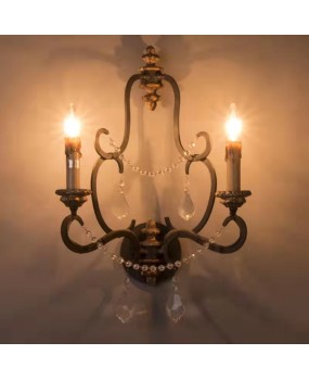 Creative American rural French retro vintage personalized iron wall lamp bedroom bedside corridor staircase wall lamp