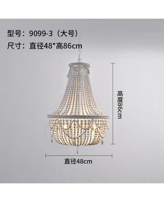 RH Creative American Rural French Garden Wood Bead Pendant Light Living Room Dining Room Bedroom Home stay Princess Room Cloakroom Light