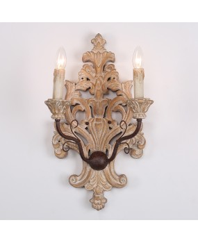 American style rural solid wood carving retro vintage wall lamp for living room, dining room, bedroom, corridor, club decoration wall lamp