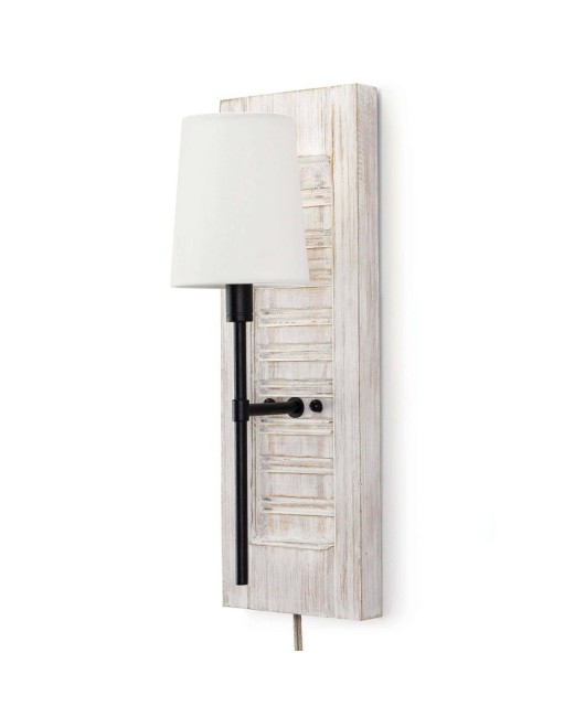 French retro white pleated wooden wall lamp, linen lampshade, rural style bedroom bedside lamp, wall soft decoration lamp