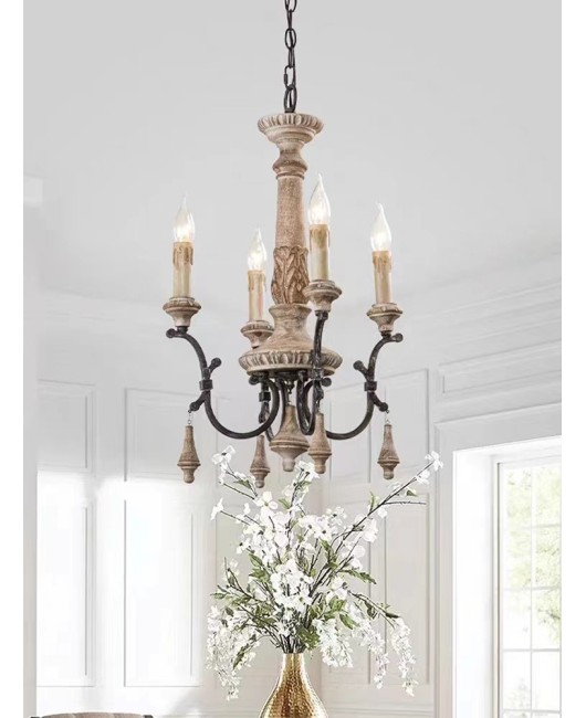 Woodcarving, living room chandelier, French countryside restaurant light designer, homestay bedroom lighting, artistic lighting, American style