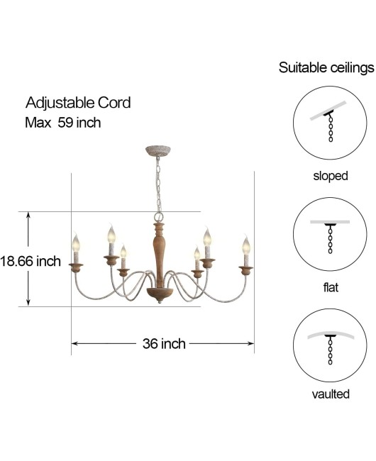 Creative and minimalist American countryside wooden chandelier, French style living room, dining room, bedroom, homestay, coffee shop, clothing store, lighting fixtures