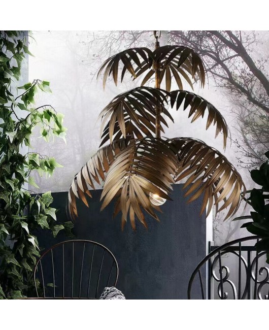 Creative American style rural leaf chandelier Nordic bedroom dining room clothing store cloakroom staircase decorative light