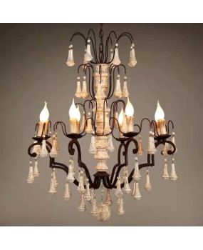 Creative American rural French retro chandelier Nordic living room dining room bedroom home stay coffee shop wooden chandelier