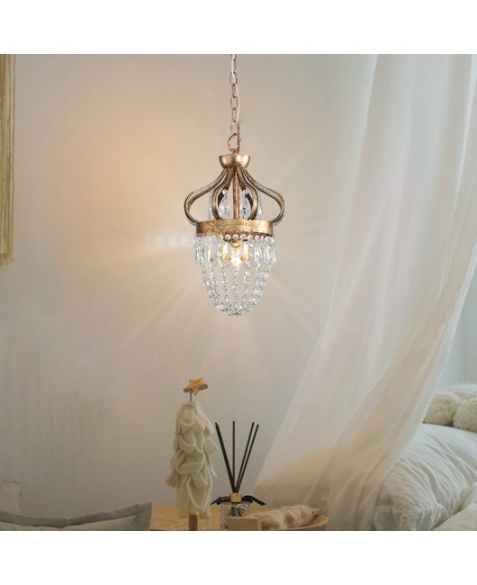 Creative French Crown Crystal Chandelier American Restaurant Entrance Corridor Bedroom Cloak Room Coffee Shop Bar Lighting