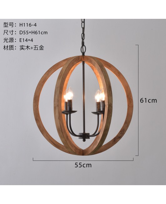 Creative American rural solid wood used chandelier living room dining room bedroom home stay dining bar personalized wooden chandelier