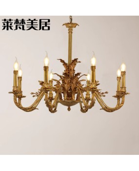 French dewaxed all copper chandelier villa living room luxurious and atmospheric European bedroom dining room retro entrance lighting fixtures