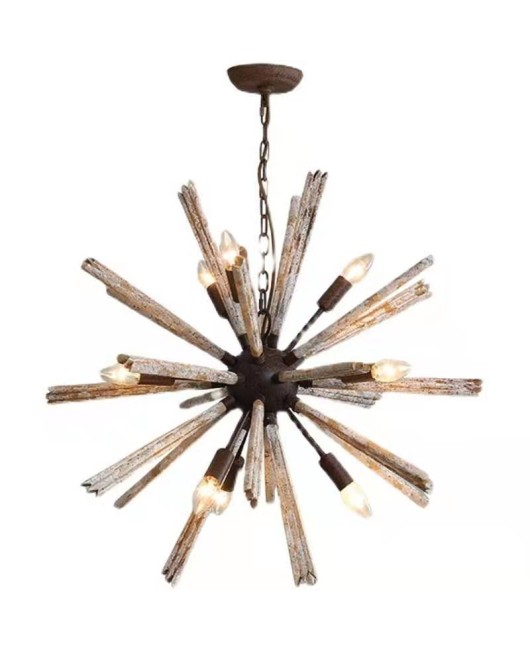 Cross border exclusive for American countryside retro vintage vintage wood art chandelier, living room, dining room, bedroom, clothing store, personalized lighting fixtures