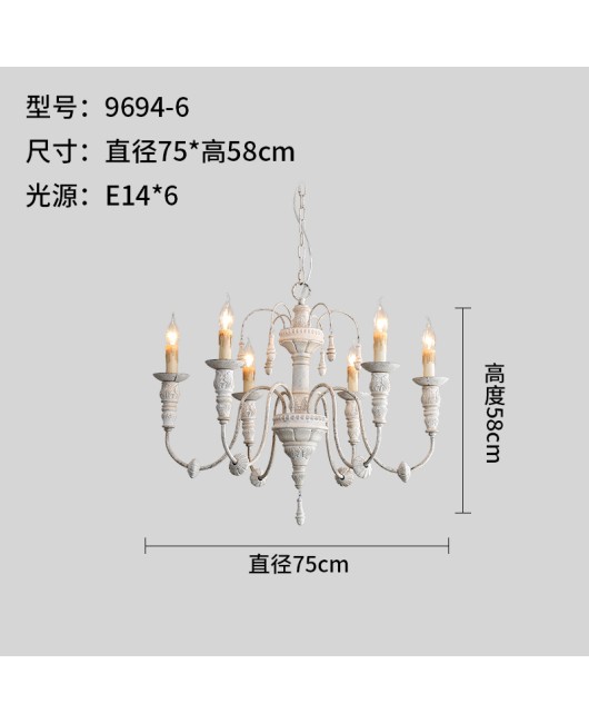 Creative American village French solid wood carving wooden chandelier villa duplex building restaurant bedroom clothing store lamps