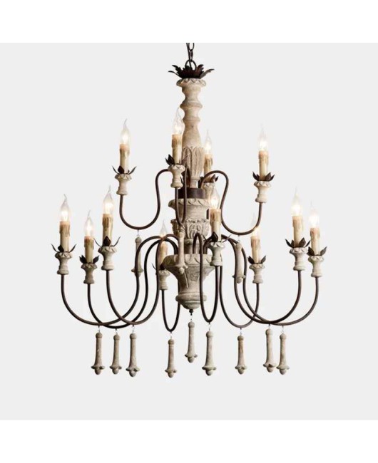 American style countryside French retro antique carved chandelier, duplex building dining room living room retro chandelier