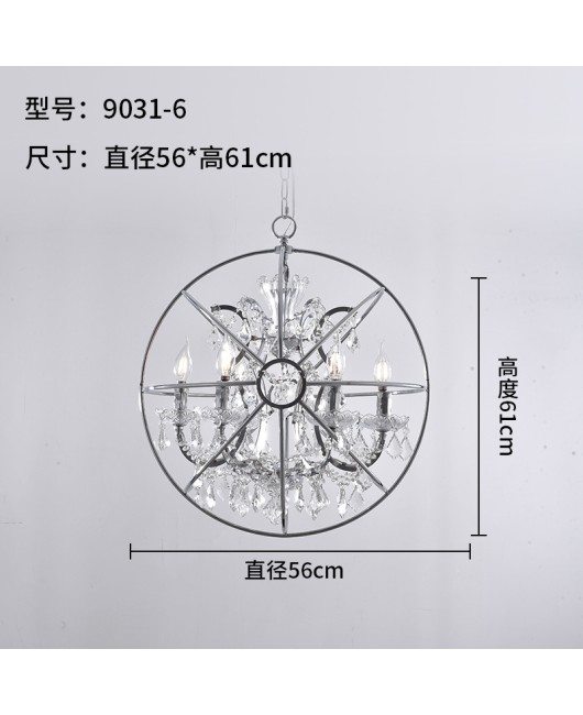 Cross border exclusive American style rural wrought iron crystal chandelier, living room, dining room, bedroom, clothing store lighting fixtures