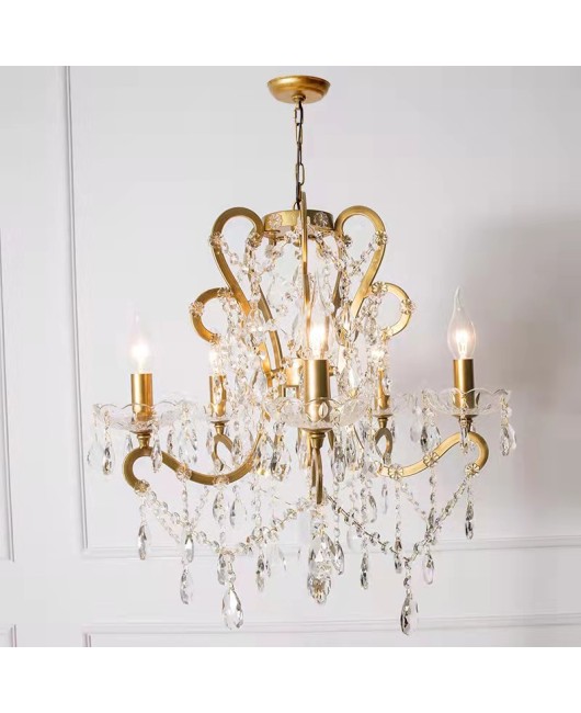 Creative American rural French garden crystal chandelier living room dining room bedroom cloakroom corridor clothing store lamps