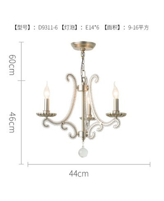 American countryside wrought iron crystal chandelier, creative French Nordic living room, dining room, bedroom, corridor, retro modern lighting fixtures