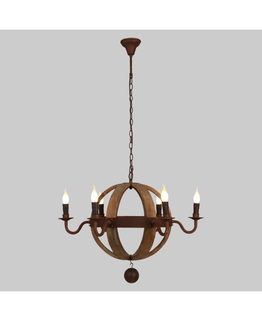 Creative American rural retro old solid wood chandelier living room dining room home stay hotel personalized industrial style lamps