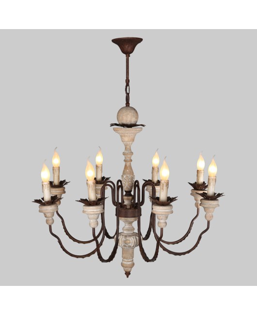 American countryside retro solid wood chandelier, living room, dining room, bedroom, corridor, staircase, villa, clothing store, solid wood chandelier