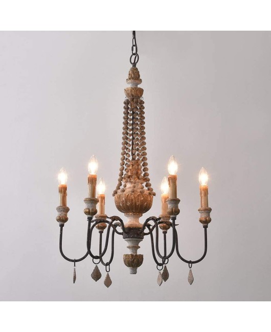 Cross border exclusive for American countryside retro vintage wood carving chandelier, living room, dining room, bedroom lighting fixtures