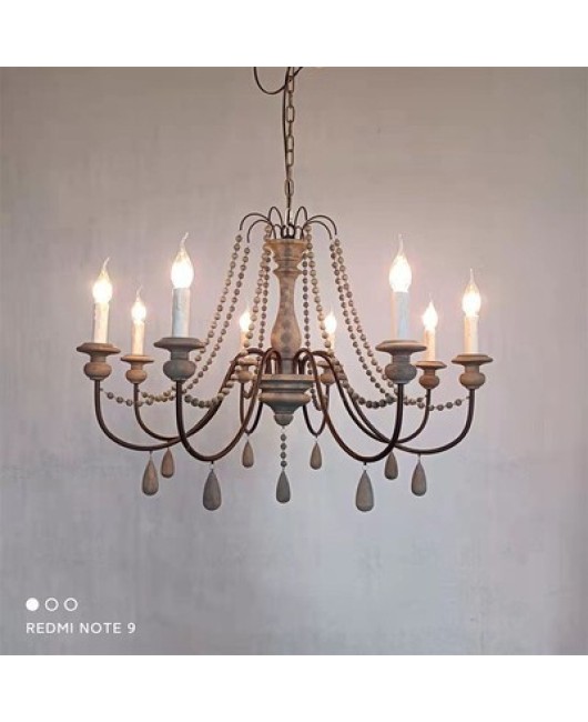 Creative American rural French pastoral wooden chandelier living room dining room bedroom clothing store homestay chandelier