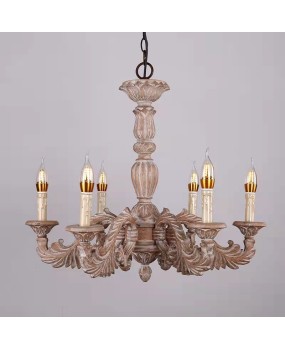 Creative American rural French solid wood chandelier bedroom dining room home stay hotel study retro lamps