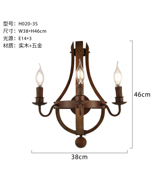 Cross border dedicated to creative American rural wooden wall lamp, living room, dining room, corridor, staircase, industrial style lamp