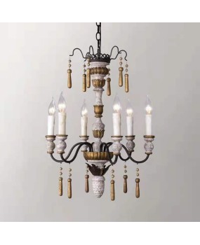 Creative American rural French retro wood chandelier living room dining room bedroom villa cloakroom personality chandelier