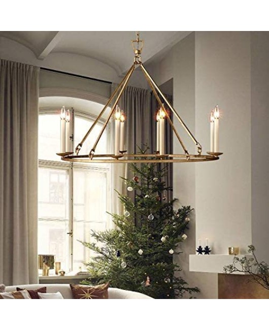 Cross border creative American rural simple iron chandelier living room dining room bedroom retro gold chandelier