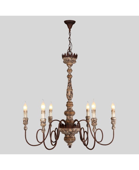 Creative American rural French retro wood chandelier living room dining room bedroom clothing shop home stay lamps