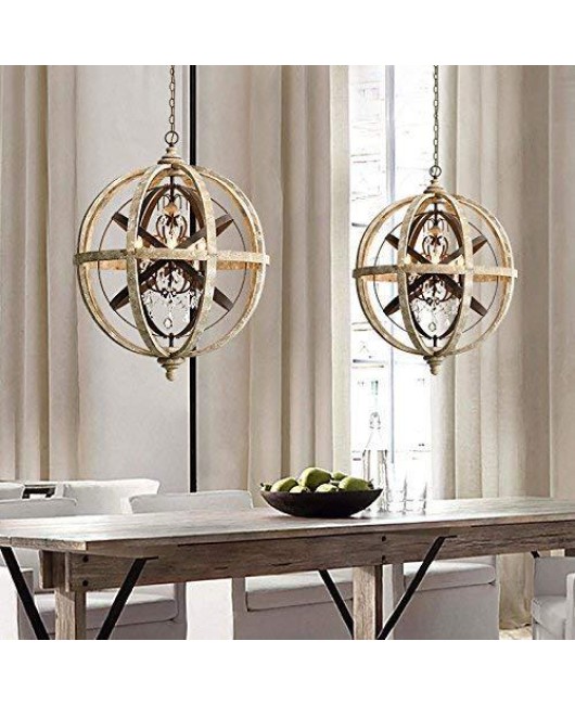 Cross border exclusive for American style countryside vintage antique wooden chandelier, living room, dining room, villa, duplex building, hotel chandelier