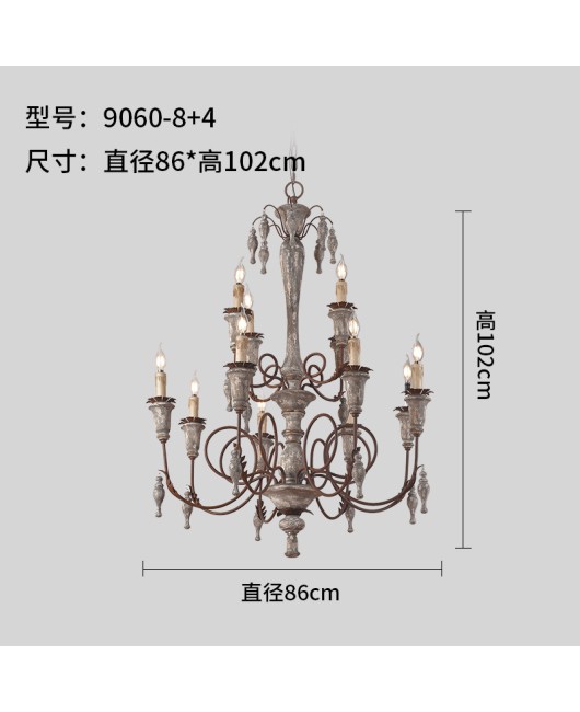 Creative American rural French retro wood chandelier living room dining room bedroom villa home stay hotel lamps