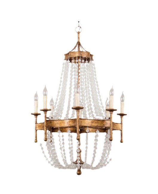 American style countryside villa duplex staircase crystal lamp French countryside living room restaurant lamp Homestay retro wooden bead pendant lamp