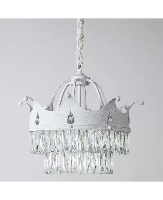 Creative American rural iron crown crystal chandelier Nordic bedroom dining room clothing store personalized lamps