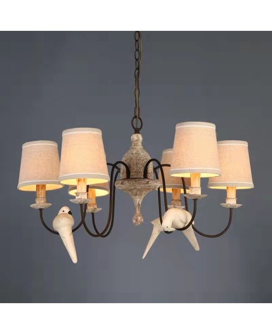 Creative American rural French pastoral Nordic bird chandelier bedroom dining room home stay hotel retro lamps