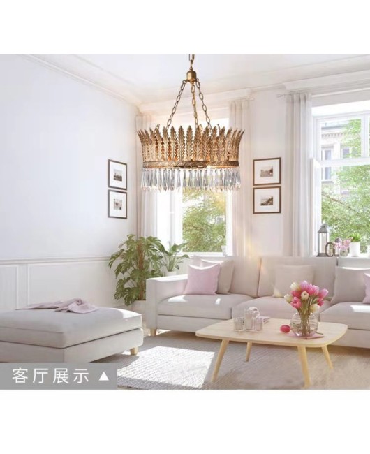 Creative American rural French rural retro old crystal chandelier living room dining room bedroom clothing shop complex lamps