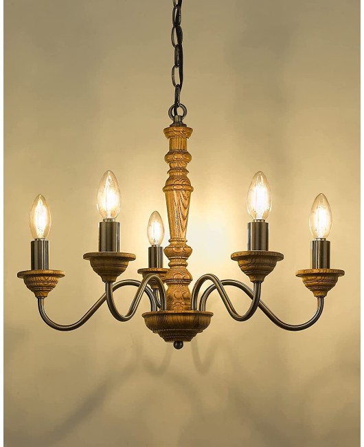 Simple and creative American rural French wooden chandelier living room dining room bedroom cloakroom corridor study lamps