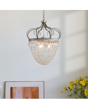 Creative French Crown Crystal Chandelier American Restaurant Entrance Corridor Bedroom Cloak Room Coffee Shop Bar Lighting