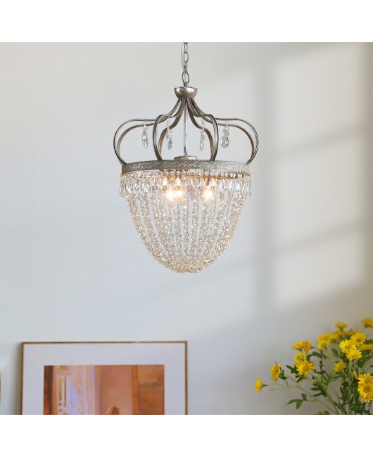 Creative French Crown Crystal Chandelier American Restaurant Entrance Corridor Bedroom Cloak Room Coffee Shop Bar Lighting