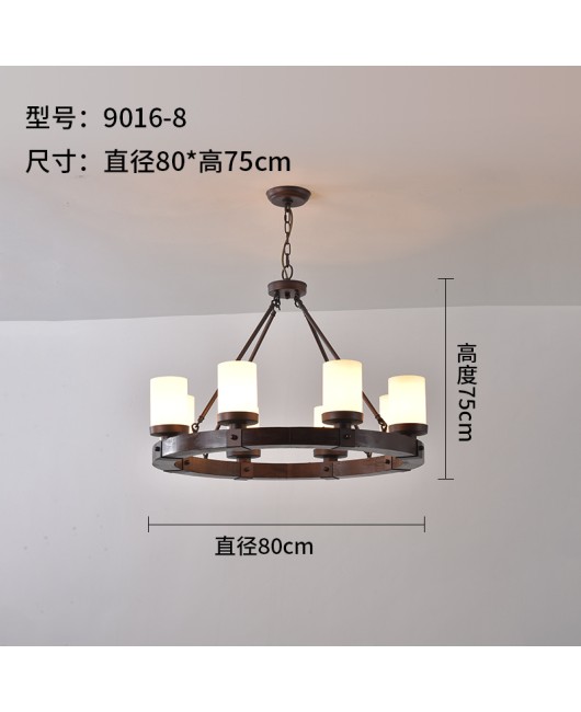 Cross border exclusive American style countryside solid wood hanging room, living room, dining room, bedroom, homestay, simple and personalized wooden pendant light