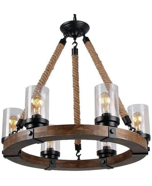 American style rural wooden pendant lights, bedrooms, dining rooms, living rooms, homestays, clothing stores, creative wooden rings, retro vintage lighting fixtures